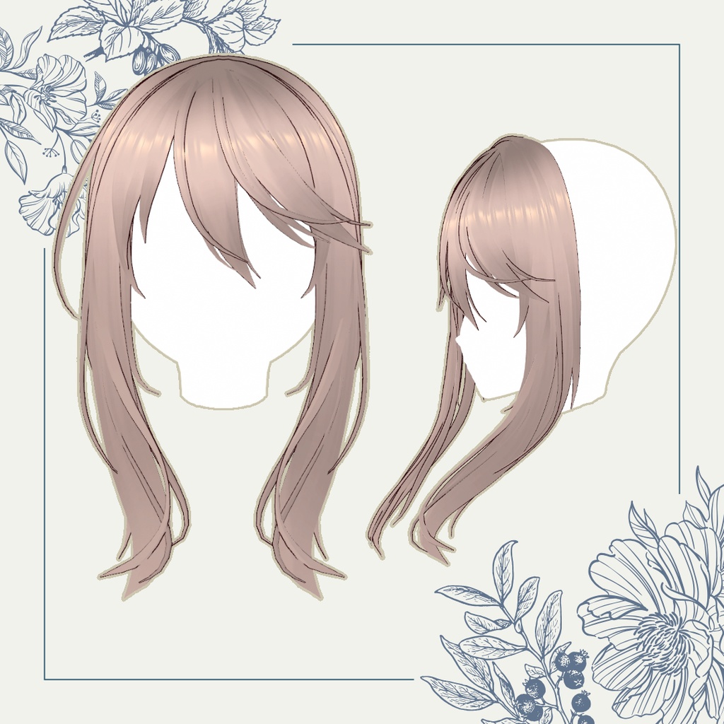 【VRoidヘアプリセット】横髪つき流し前髪