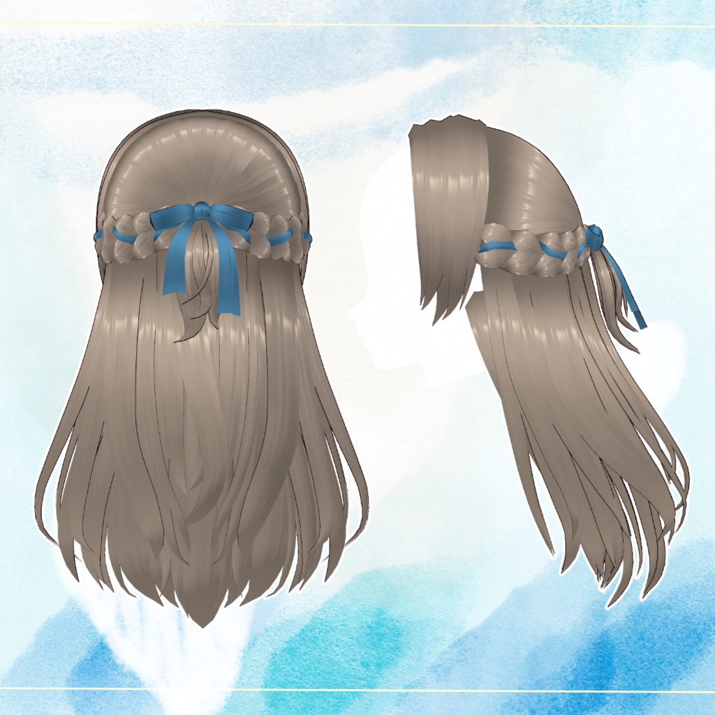 【VRoid/XWear】リボン編み込みハーフアップ