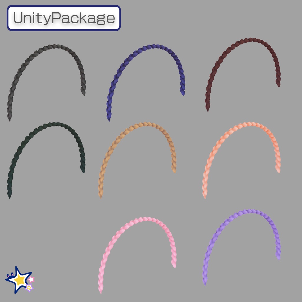 【VRChat想定】三つ編みカチューシャ【パラケット特価】