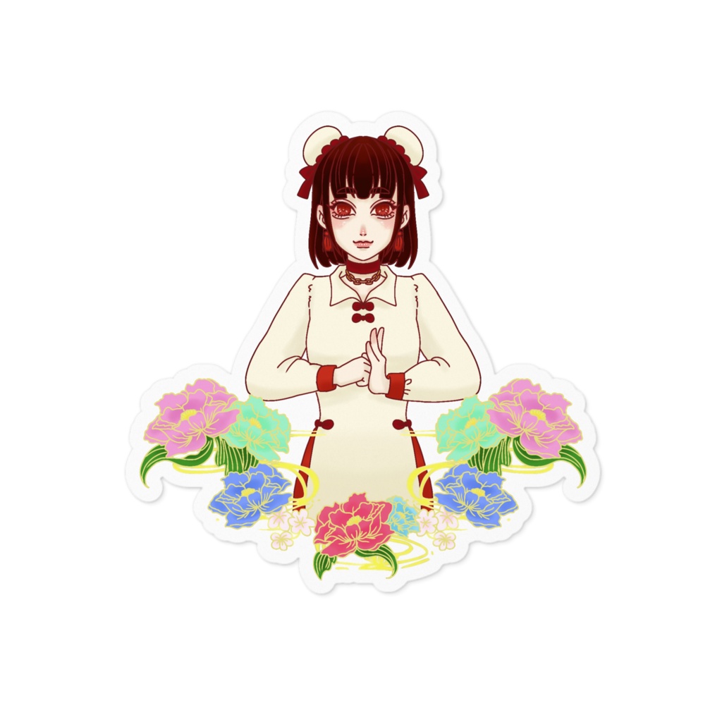チャイニーズガール白ステッカー
