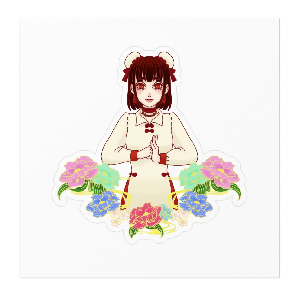 チャイニーズガール白ステッカー