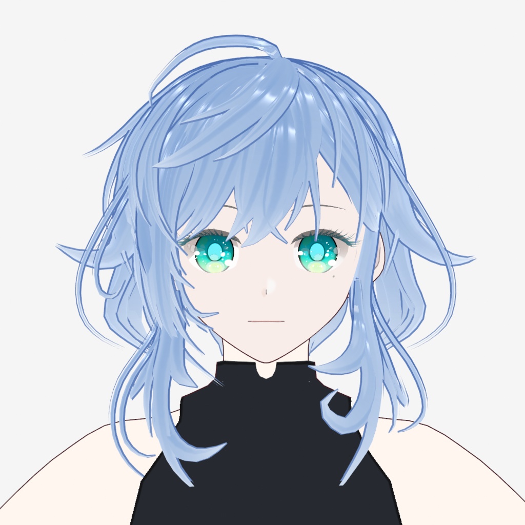 【Vroidヘアプリセット】クリアブルーふわっとボブ