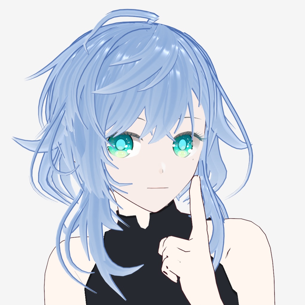 【Vroidヘアプリセット】クリアブルーふわっとボブ