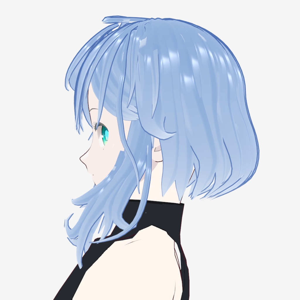 【Vroidヘアプリセット】クリアブルーふわっとボブ