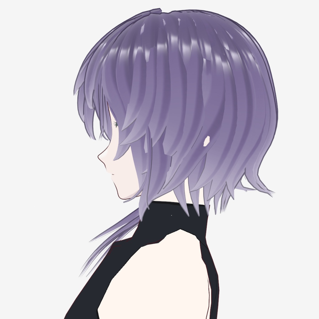 【Vroidヘアプリセット】クリアパープル目隠れサイドテール