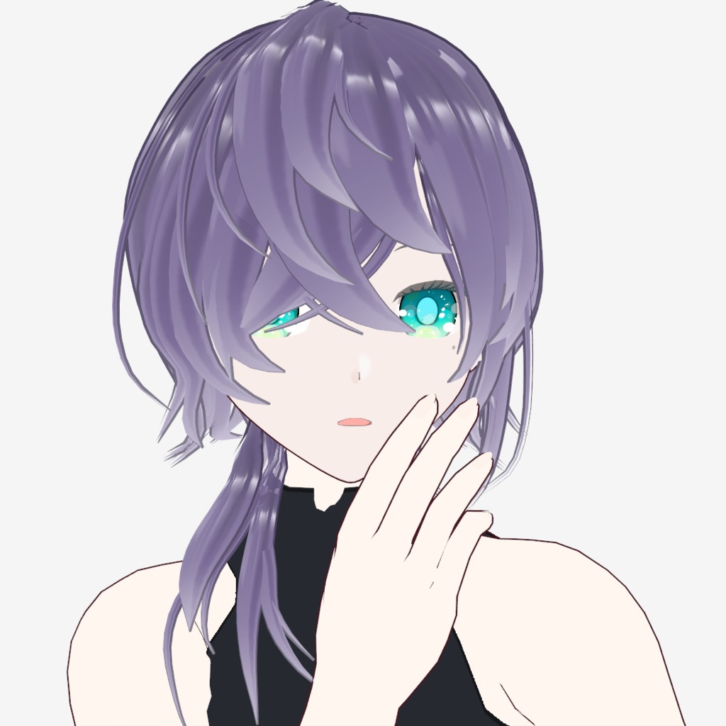 【Vroidヘアプリセット】クリアパープル目隠れサイドテール