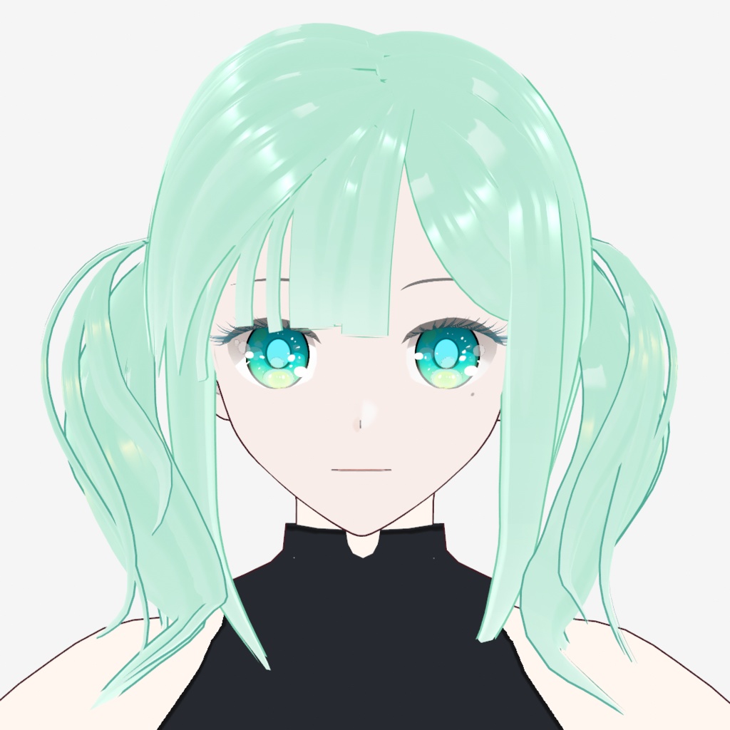 【Vroidヘアプリセット】ライトグリーンツインテール