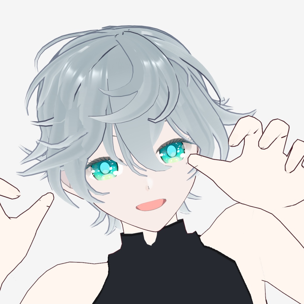 【Vroidヘアプリセット】ライトグレーふわふわショート