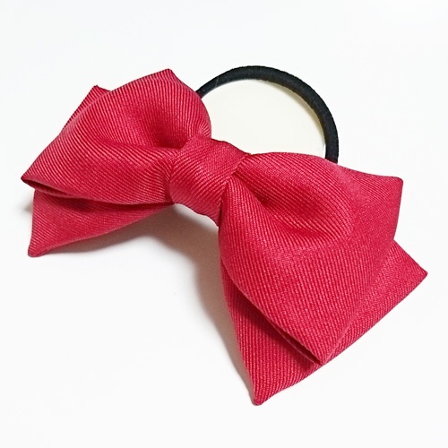 赤色リボン ヘアゴム 髪飾り コスプレ衣装小物 ハンドメイド レッド 赤 シンプル 無地 Ringocos Booth