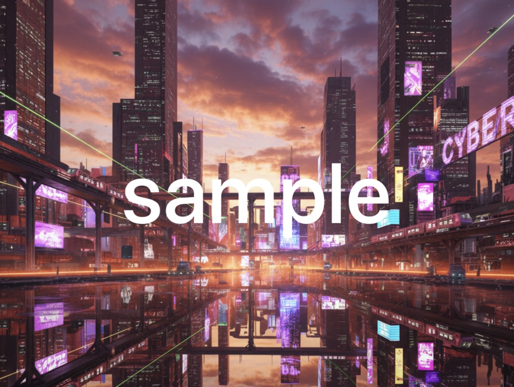 【画像背景】サイバーパンク街並み 朝昼夜