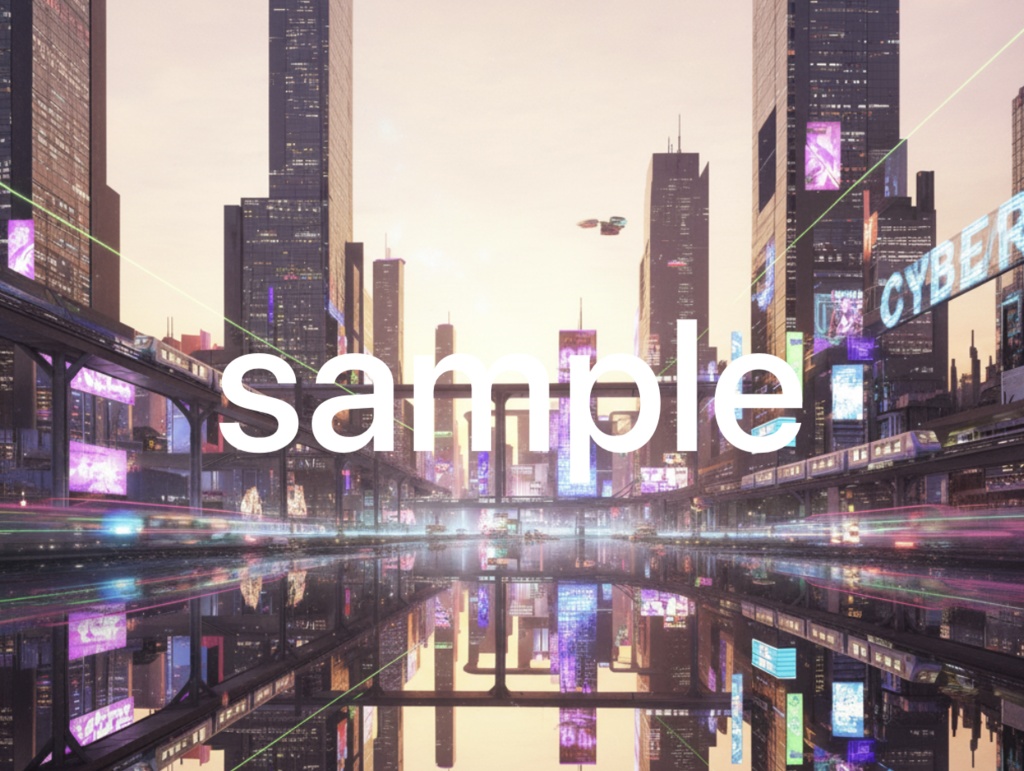 【画像背景】サイバーパンク街並み 朝昼夜