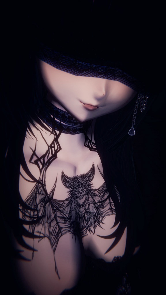 Halloween/蝙蝠タトゥー 6アバター対応(Velnica/マヌカ/ルルネ/森羅/しゅあん/Sio)