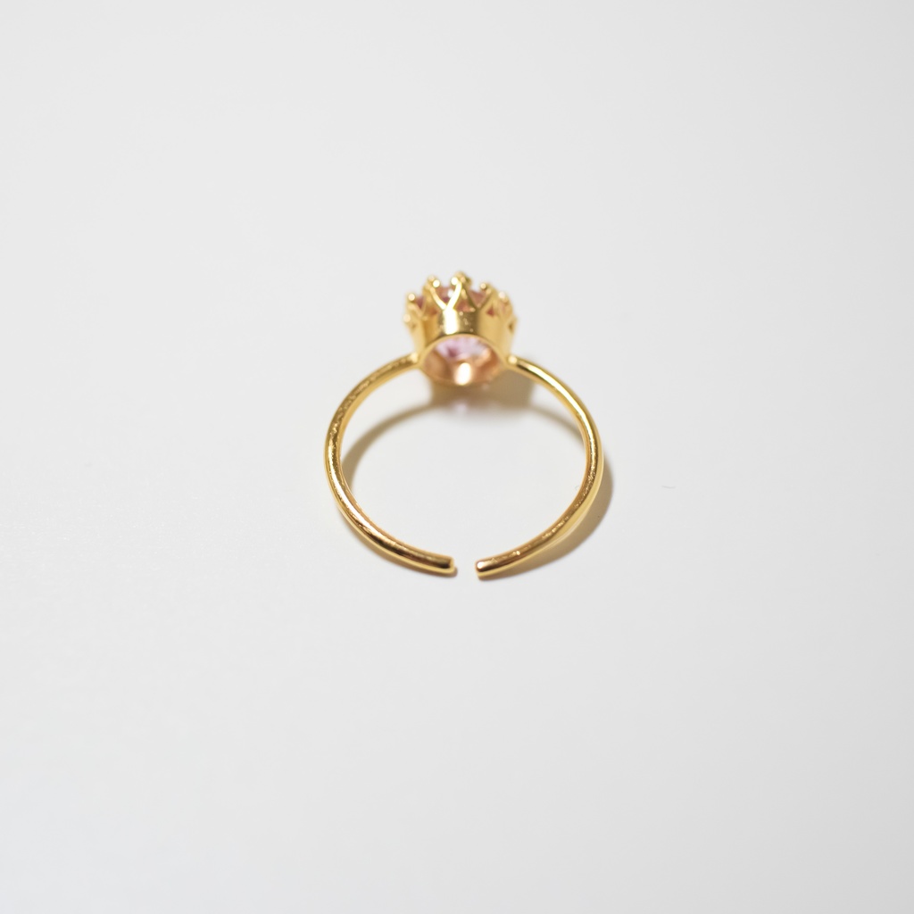 推し色★推し誕生石★ ピンクトパーズのクラウンリング【フリーサイズ】11月の誕生石