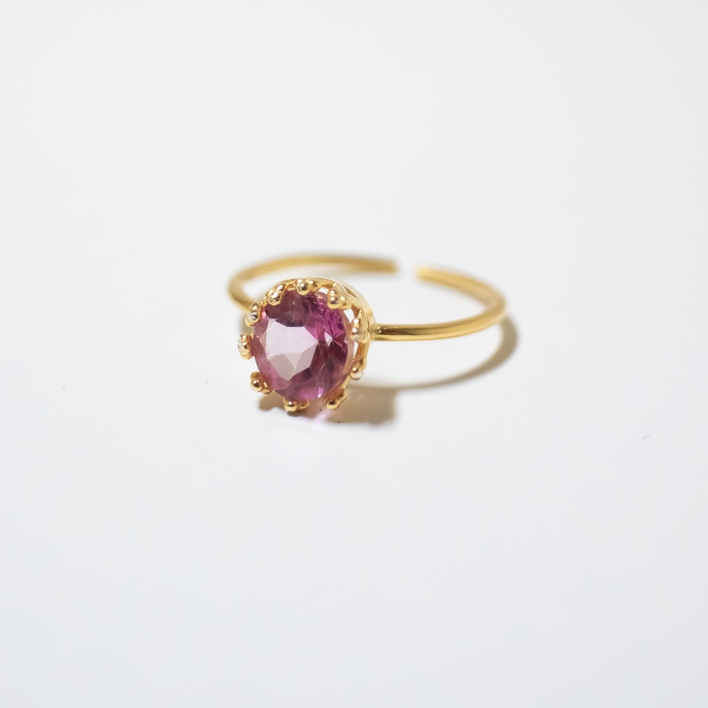 推し色★推し誕生石★ ピンクトパーズのクラウンリング【フリーサイズ】11月の誕生石