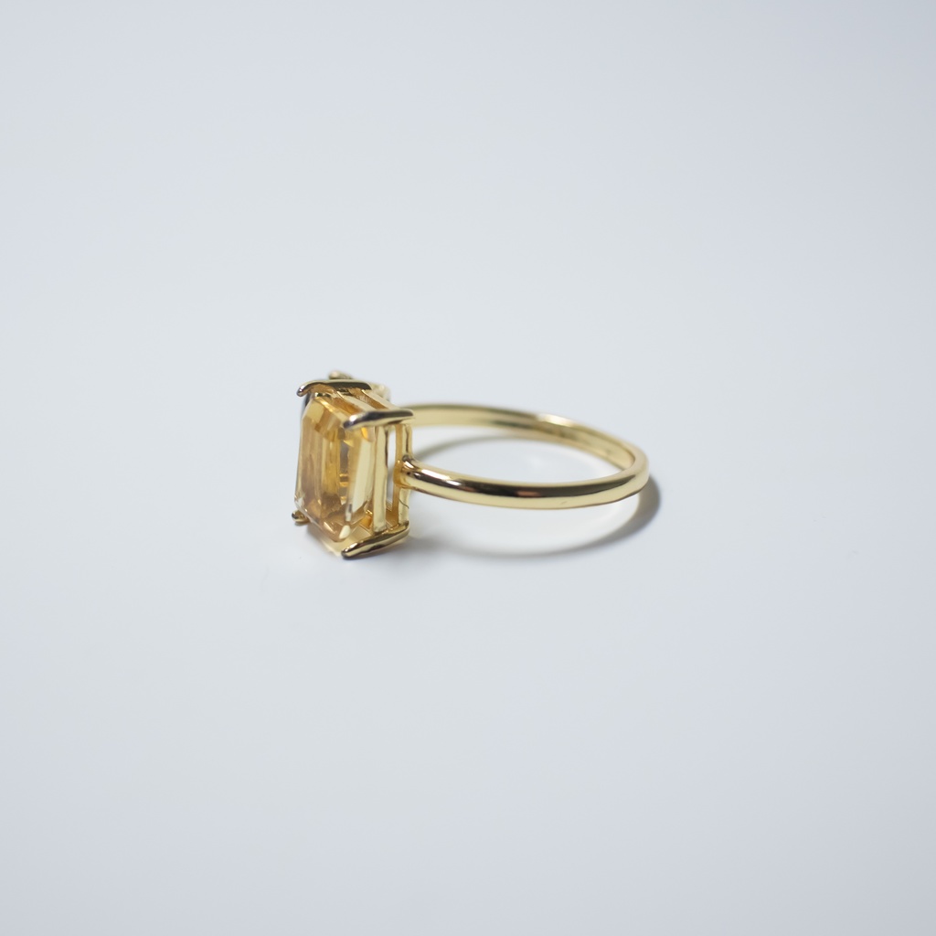 推し色★推しカプカラー★推し誕生石★ 天然石 シトリン×アイオライトのフォークリング【フリーサイズ】