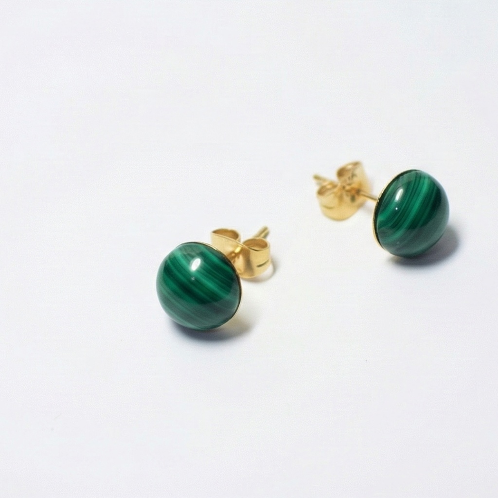 推しカラー★推し誕生石★ 天然石 マラカイトの一粒ピアス【サージカルステンレス 金属アレルギー対応】