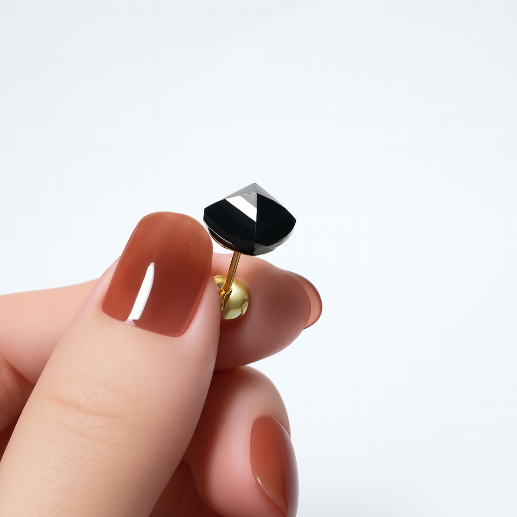 推し色★推し誕生石★天然石 オニキスの一粒ピアス【サージカルステンレス 金属アレルギー対応】