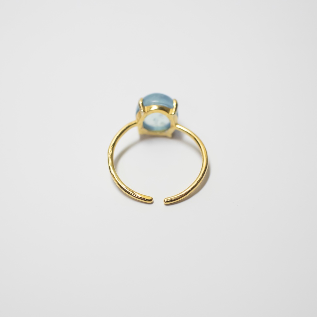 推し色★推し誕生石★ 天然石 アクアマリンのフリーサイズ リング 18KGP s925