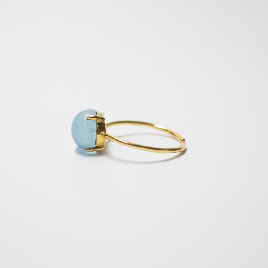 推し色★推し誕生石★ 天然石 アクアマリンのフリーサイズ リング 18KGP s925