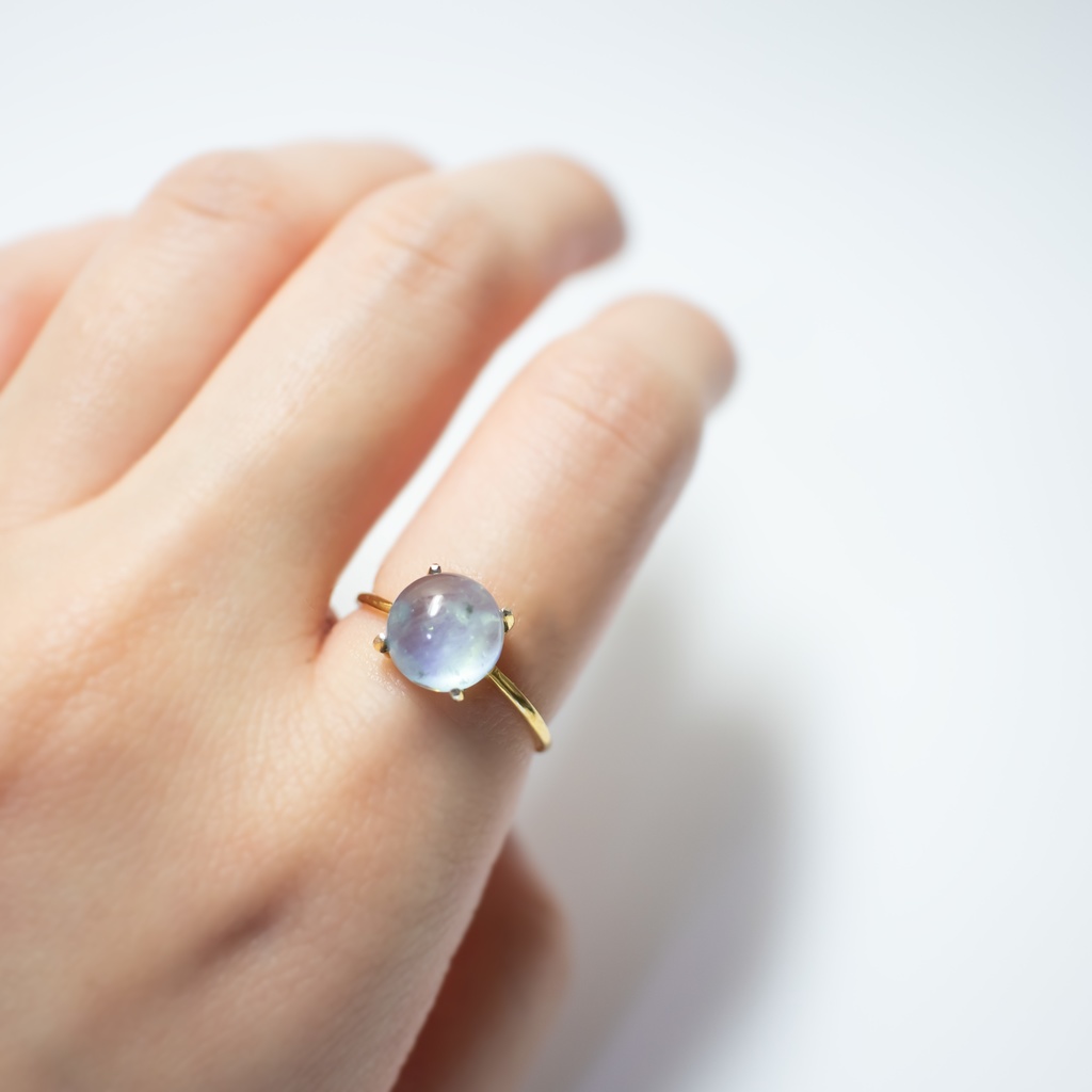 推し色★推し誕生石★ 天然石 アクアマリンのフリーサイズ リング 18KGP s925