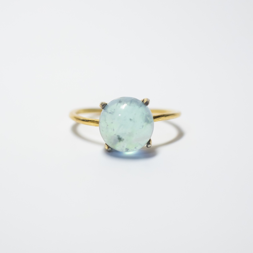 推し色★推し誕生石★ 天然石 アクアマリンのフリーサイズ リング 18KGP s925