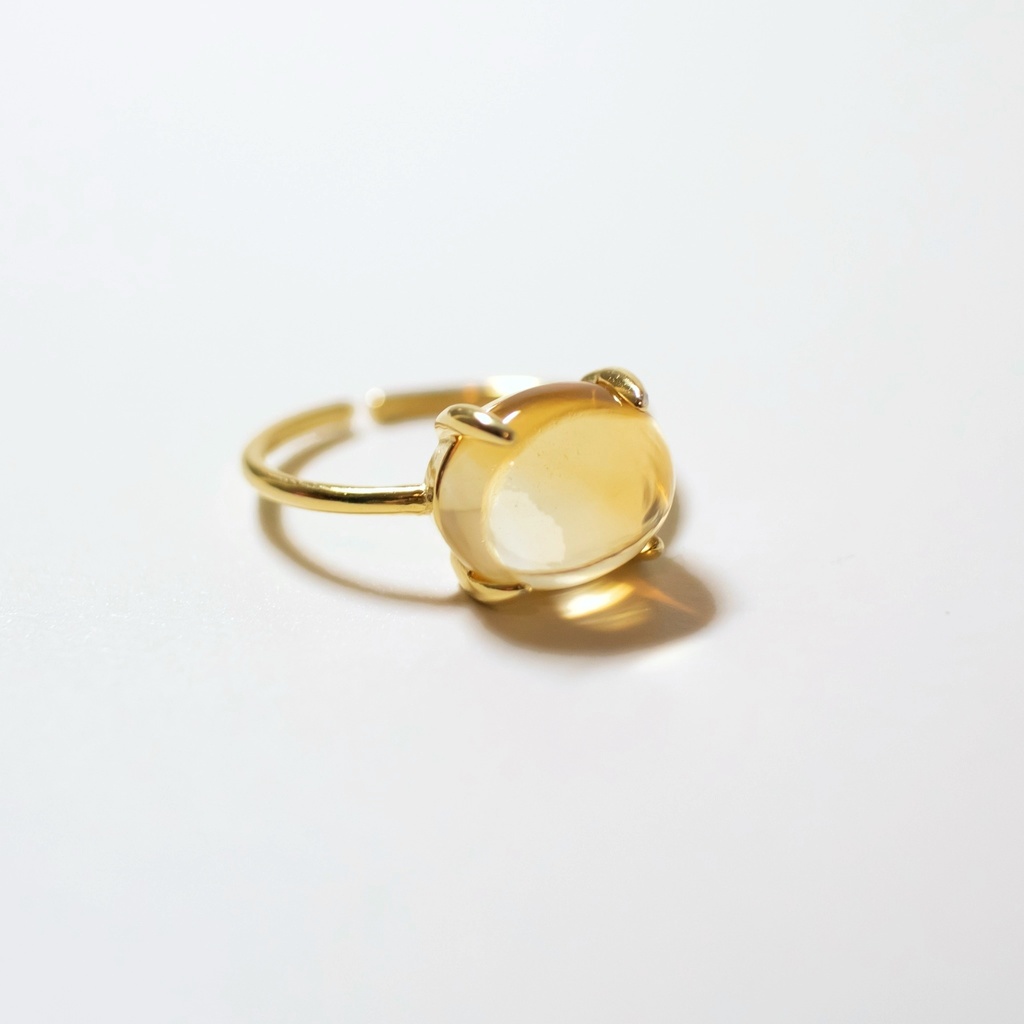 推し色★推し誕生石★ 天然石 シトリンのフリーサイズリング 18KGP s925