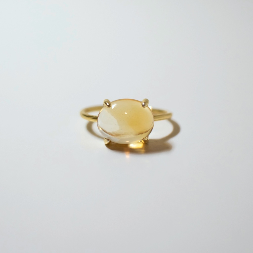 推し色★推し誕生石★ 天然石 シトリンのフリーサイズリング 18KGP s925