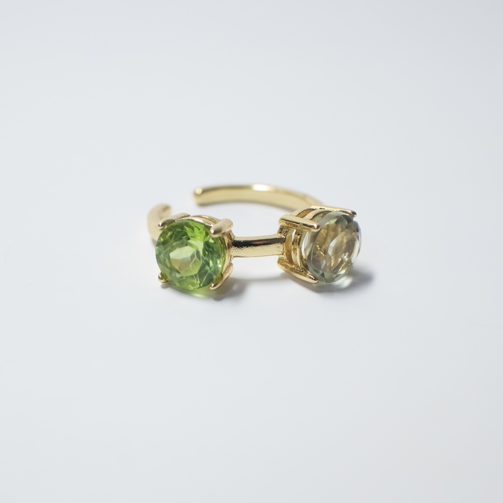 推し色★推しカプカラー★推し誕生石★ 天然石 ペリドット×グリーンアメジストのイヤーカフ【片耳用】