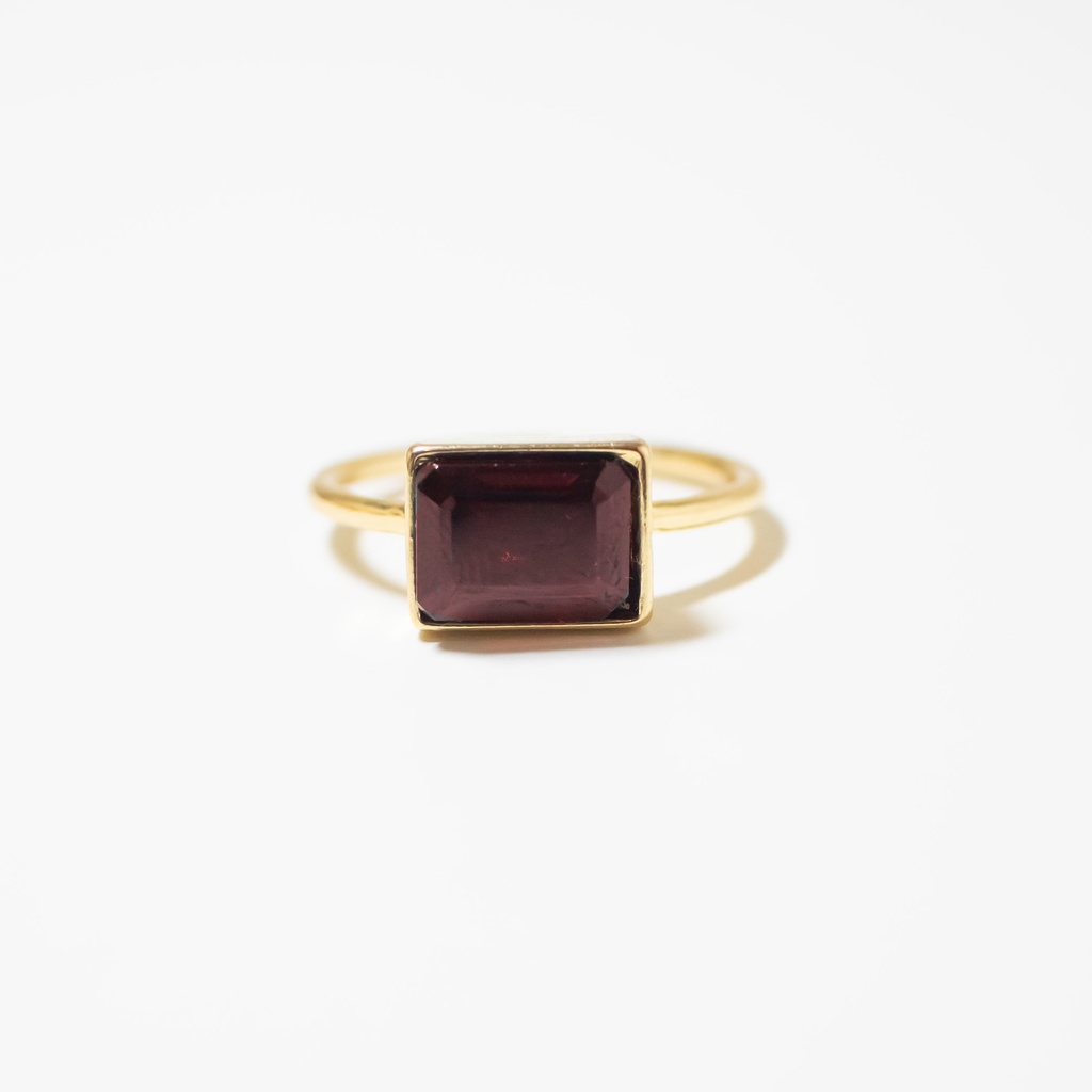 推し色★推し誕生石★ 天然石 宝石質 モザンビークガーネットのレクタングルリング【10号・13号】