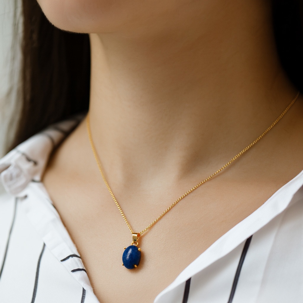 推し色★推し誕生石★ 天然石 ラピスラズリのアジャスター付きネックレス