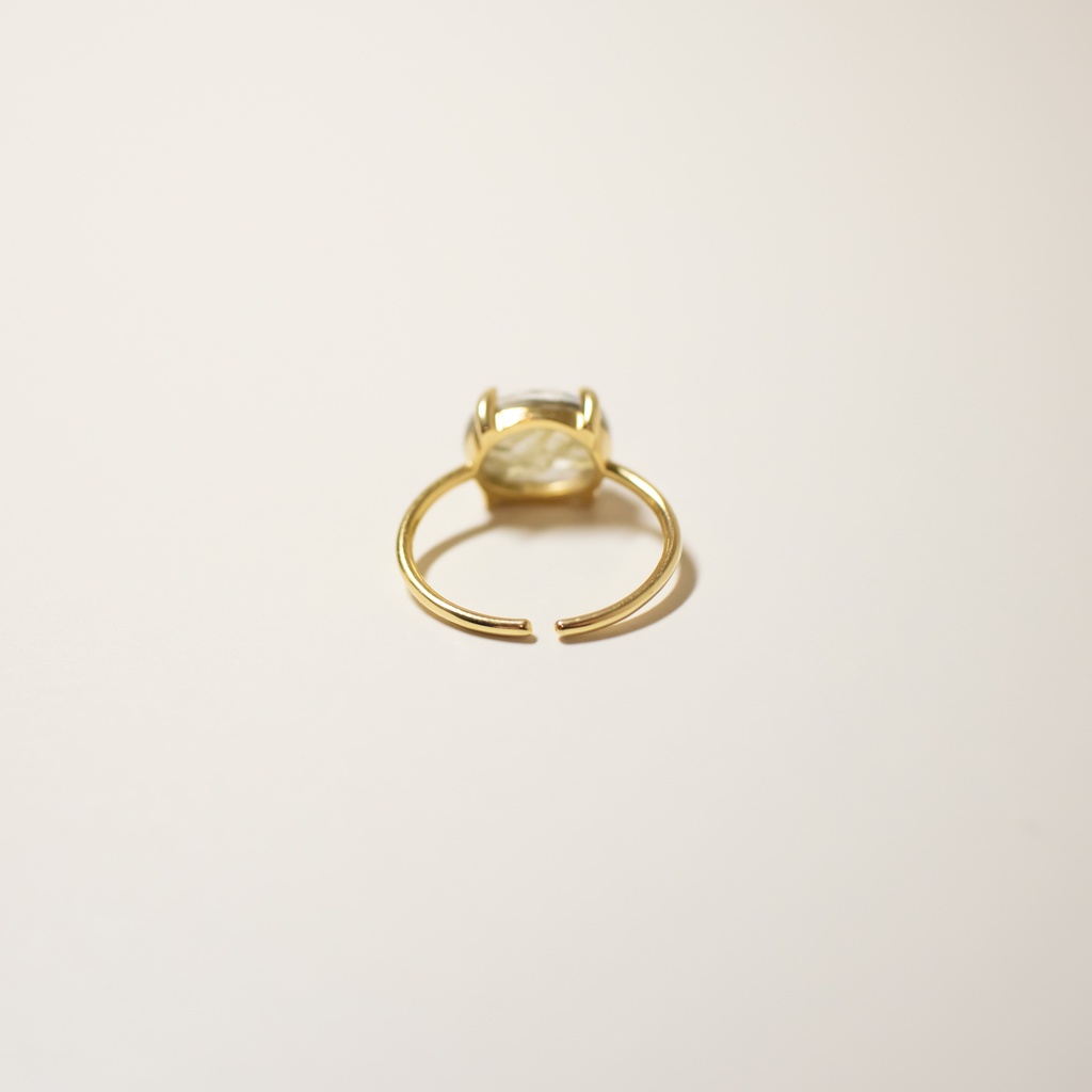 天然石 ラブラドライト×クリスタルAAAのフリーサイズリング 18KGP s925