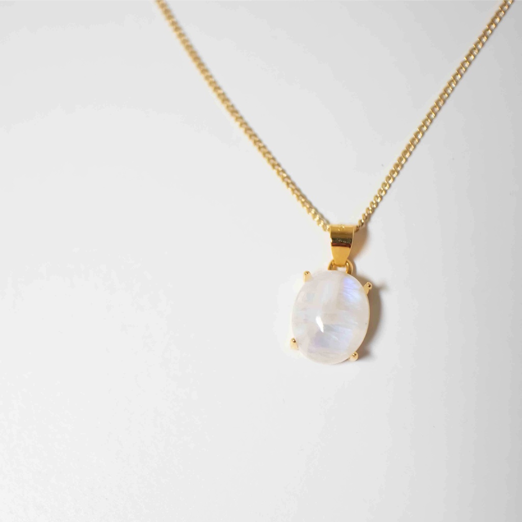 推し色★推し誕生石★ 天然石 レインボームーンストーンのネックレス【アジャスター付き】