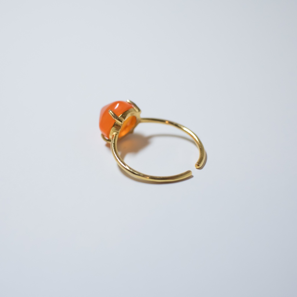 推し色★推し誕生石★ 天然石 カーネリアンのシュガーローフリング【フリーサイズ】18KGP S925