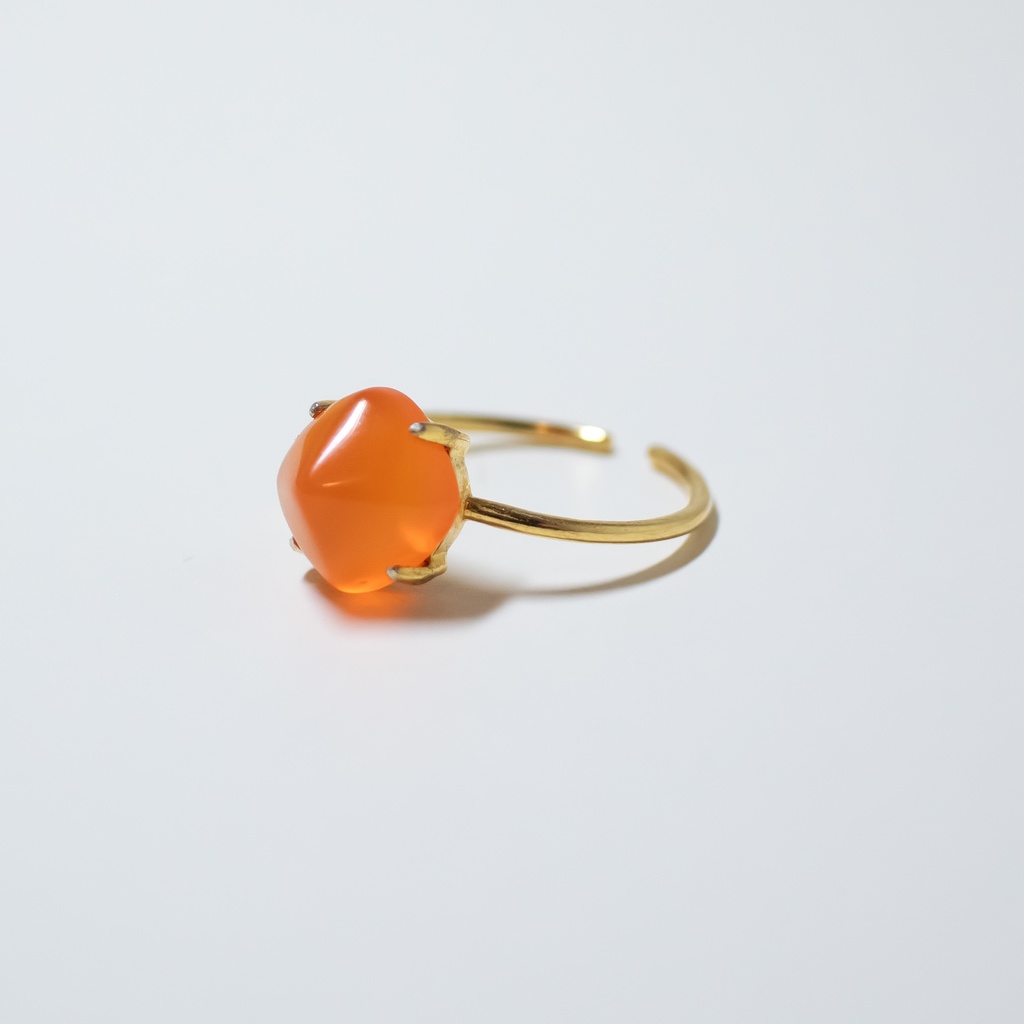 推し色★推し誕生石★ 天然石 カーネリアンのシュガーローフリング【フリーサイズ】18KGP S925