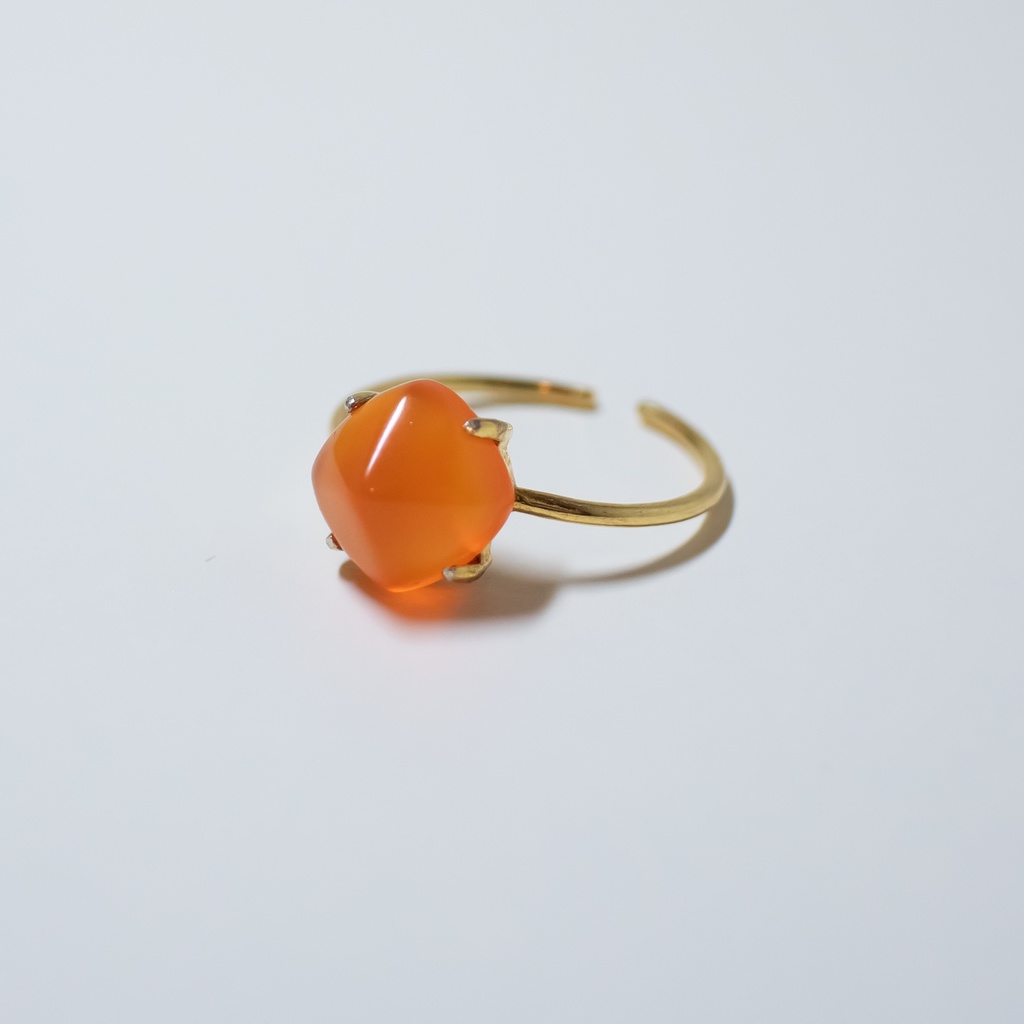 推し色★推し誕生石★ 天然石 カーネリアンのシュガーローフリング【フリーサイズ】18KGP S925