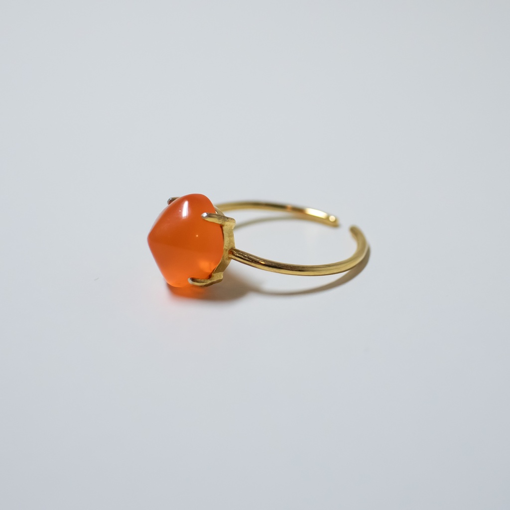 推し色★推し誕生石★ 天然石 カーネリアンのシュガーローフリング【フリーサイズ】18KGP S925