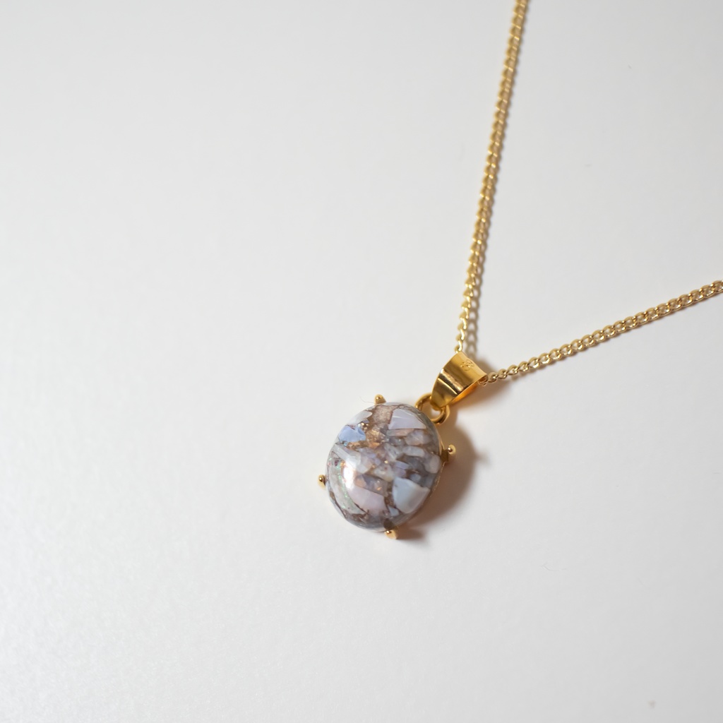 推し誕生石★10月 天然石 コッパーオパールのネックレス【アジャスター付き】