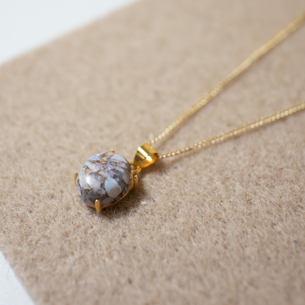 推し誕生石★10月 天然石 コッパーオパールのネックレス【アジャスター付き】