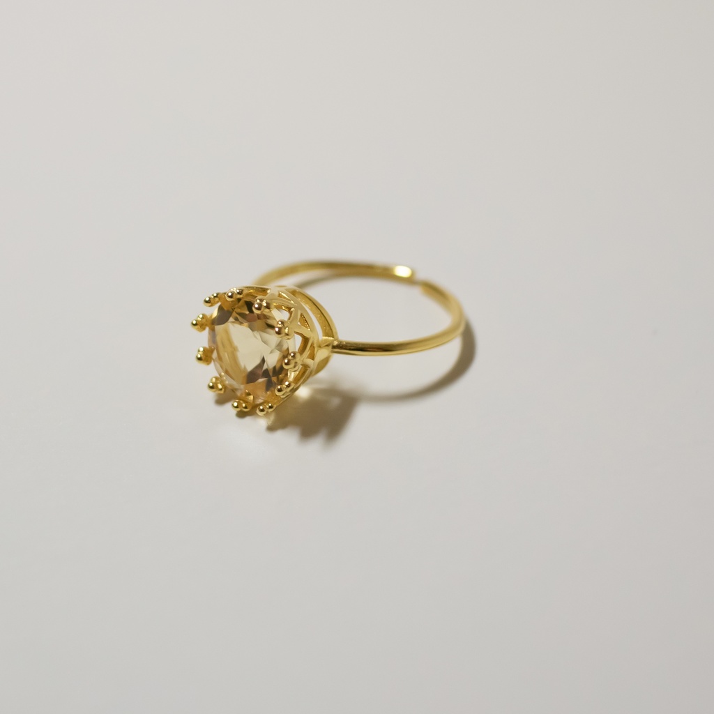 推し色★推し誕生石★ 宝石質 シトリンのクラウンリング【フリーサイズ】18KGP S925