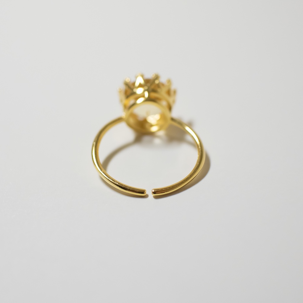 推し色★推し誕生石★ 宝石質 シトリンのクラウンリング【フリーサイズ】18KGP S925