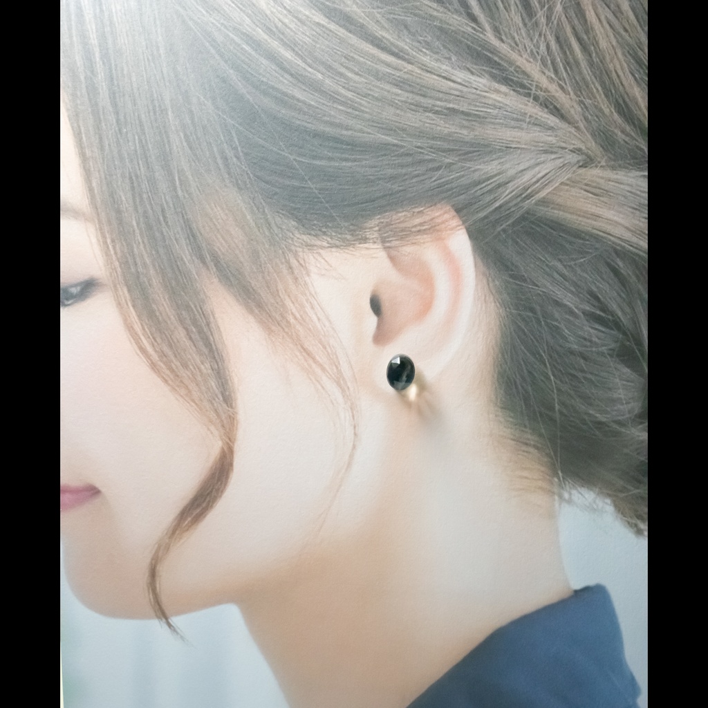 推し色★推し誕生石★ 天然石 オニキス×ラブラドライト×クリスタルのピアス 【サージカルステンレスで金属アレルギー対応】