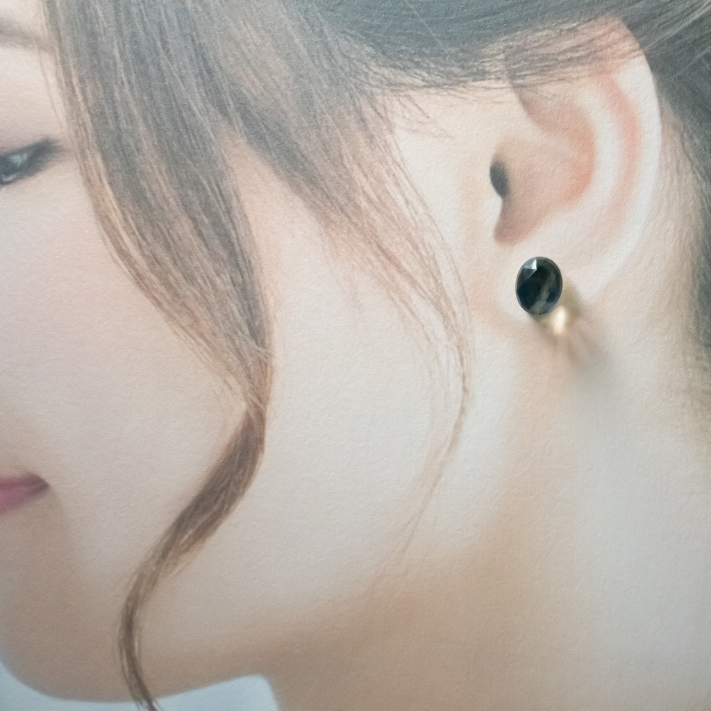 推し色★推し誕生石★ 天然石 オニキス×ラブラドライト×クリスタルのピアス 【サージカルステンレスで金属アレルギー対応】