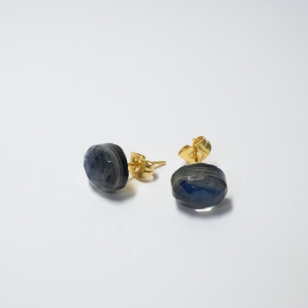 推し色★推し誕生石★ 天然石 オニキス×ラブラドライト×クリスタルのピアス 【サージカルステンレスで金属アレルギー対応】