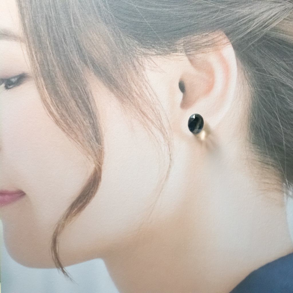 推し色★推し誕生石★ 天然石 オニキス×ラブラドライト×クリスタルのピアス 【サージカルステンレスで金属アレルギー対応】