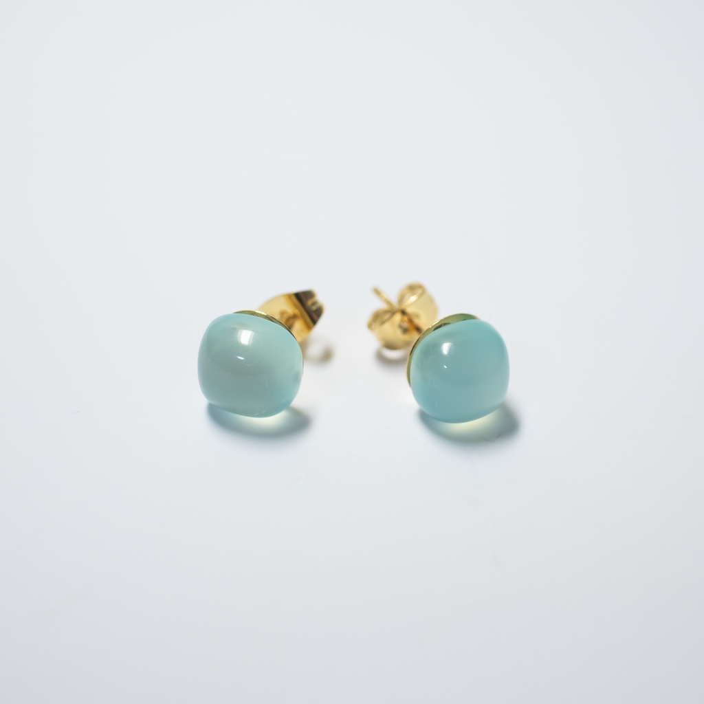 推し色★ 天然石 シーブルーカルセドニーのピアス【サージカルステンレス 金属アレルギー対応】