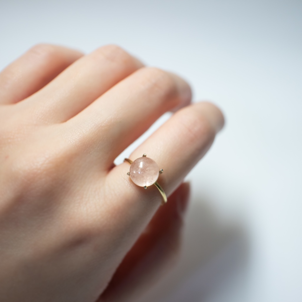 推し色★推し誕生石★ 天然石 モルガナイトのフリーサイズ リング【18KGP S925 】