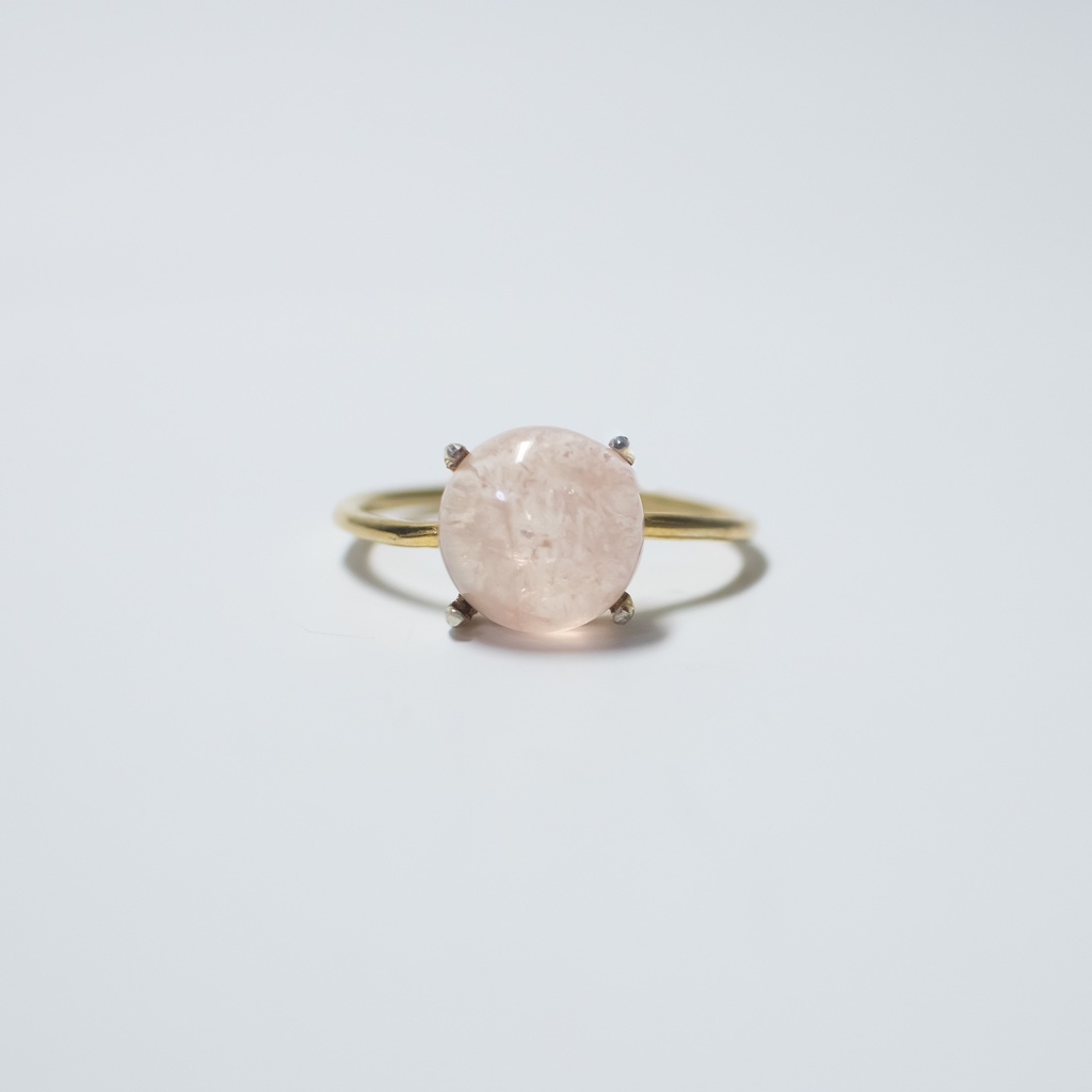 推し色★推し誕生石★ 天然石 モルガナイトのフリーサイズ リング【18KGP S925 】