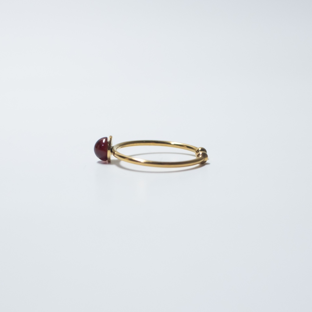 推し色★推し誕生石★ 天然石 モザンビークガーネットのピンキーリング【約3号】金属アレルギー対応 サージカルステンレス