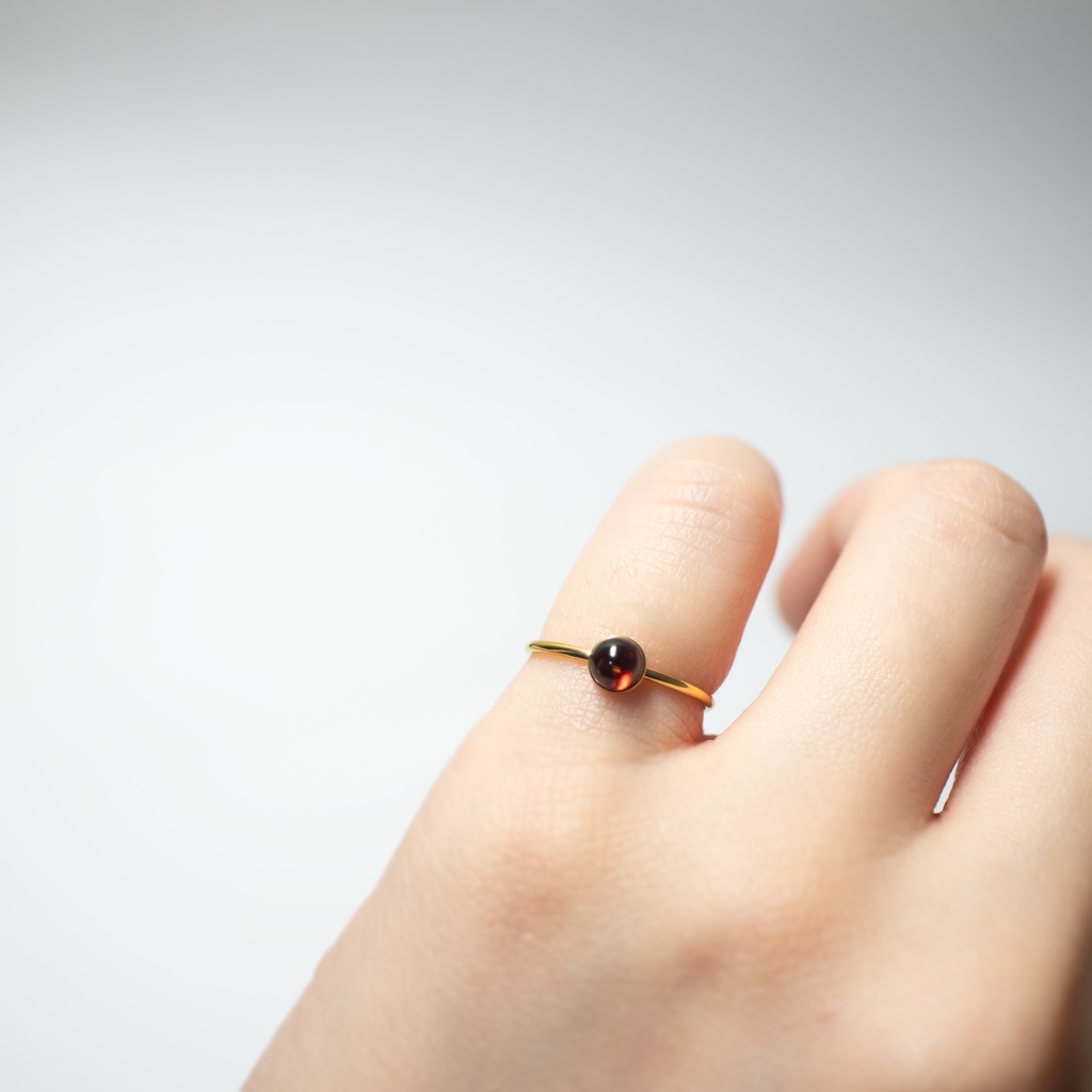 推し色★推し誕生石★ 天然石 モザンビークガーネットのピンキーリング【約3号】金属アレルギー対応 サージカルステンレス