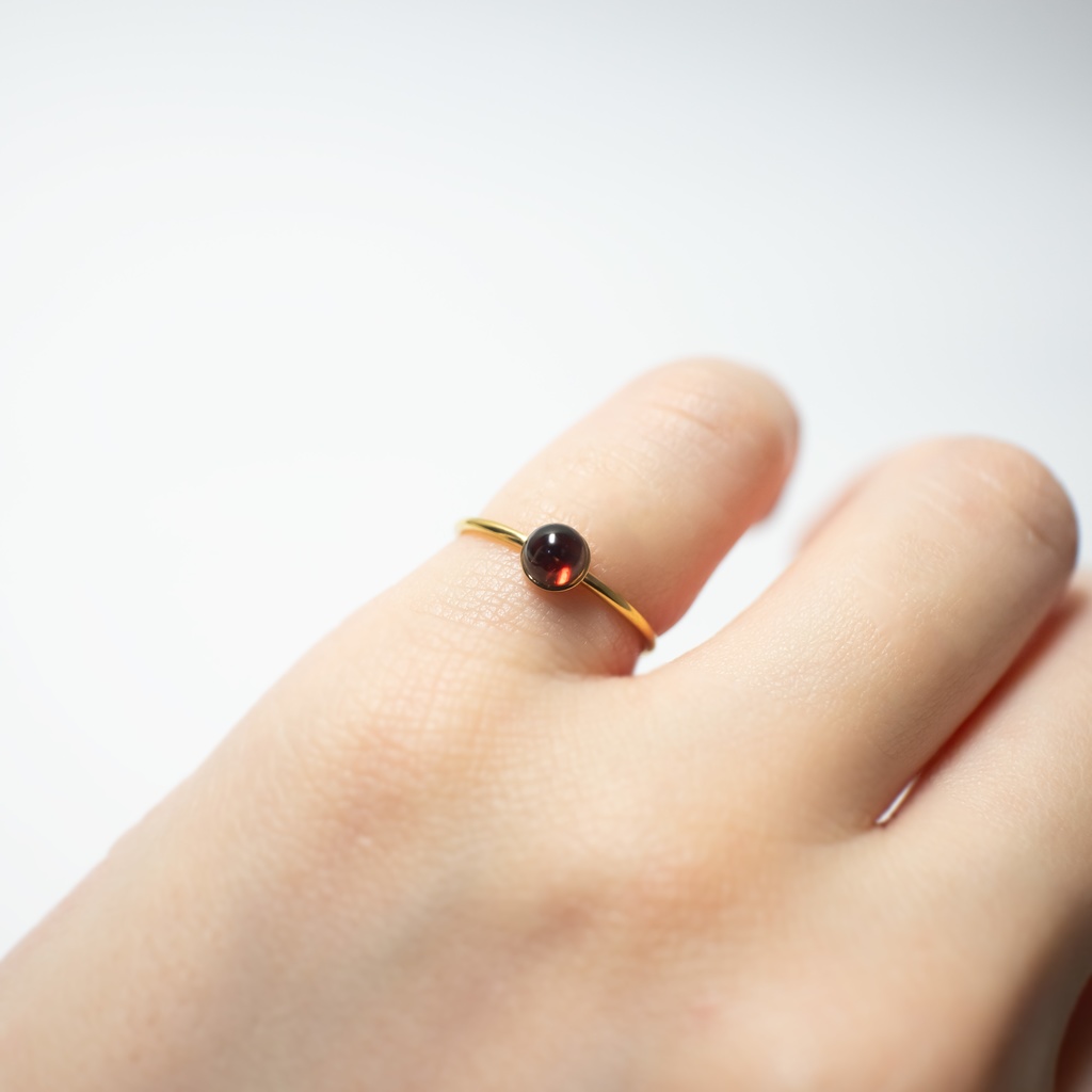 推し色★推し誕生石★ 天然石 モザンビークガーネットのピンキーリング【約3号】金属アレルギー対応 サージカルステンレス